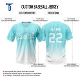 Teal Gradient Pinstripe Custom Two-Button Baseball Jersey